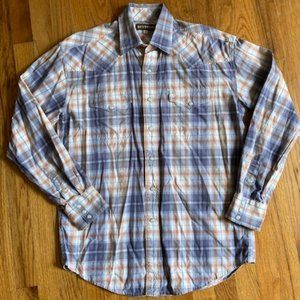 Stetson Blue & Orange Pearl Snap Western Shirt